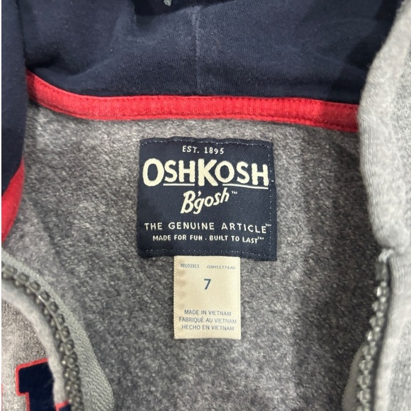 Osh Kosh B'gosh Full Zip Toddler Hoodie Jacket w/Pockets Size 7 - Gray/Red - Picture 5 of 5